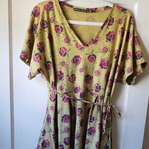 Gudrun Sjoden Green Floral Rose Dress XL